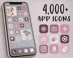 an iphone with the text 4, 000 + app icons