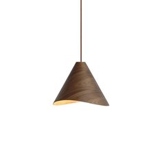 a wooden light hanging from the ceiling