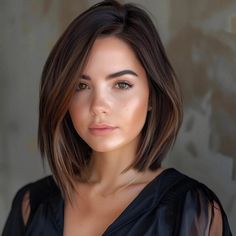 55 Hottest Shoulder-Length Bob Haircuts to See Before You Decide Lob Haircut Selena Gomez, A Line Bob Balayage Brunette, Stacked Bob Haircut Shoulder Length, Round Lob Haircut, Long Front Bob Short Back, Floating Bob Haircut, Cool Vs Warm Brown Hair, Brunette Hair Bob, Haircut Ideas For Brunettes