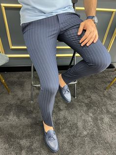 Slim Fit Pants Men, Dark Blue Pants, Pants Collection, Formal Men Outfit, Fashion Suits For Men, Summer 22, Blue Trousers, Fashion Suits, Mens Dress Pants