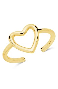 Simple and sweet, this open heart ring is a perfect gift for any special woman in your life! The delicate band has a chic heart-shaped design. 1.5mm band, 0.45" heart width Sterling silver Imported Trendy Open Heart Ring For Valentine's Day, Trendy Open Heart Ring For Anniversary, Valentine's Day Open Heart Ring With Heart Charm, Valentine's Day Open Heart Ring With Charm, Trendy Heart Ring For Valentine's Day Anniversary, Adjustable Open Heart Ring For Valentine's Day, Gold Open Heart Ring, Trendy Heart-shaped Open Promise Ring, Trendy Open Heart Promise Ring