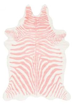 a pink and white zebra print area rug on a white background with an animal - like pattern