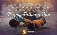 father and son laying on the floor with happy father's day message