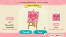 a screen shot of the heart glass game