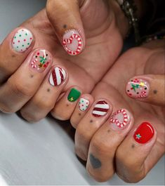 Funky Xmas Nails, Christmas Nails Crazy, Christmas Nails Funky, Funky Christmas Nails Design, Creative Christmas Nails, Colourful Christmas Nails, Tacky Christmas Nails