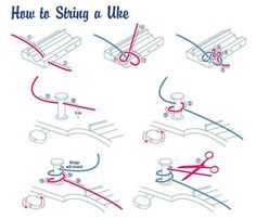 how to string a uke diagram with instructions on how to tie it and how to use them