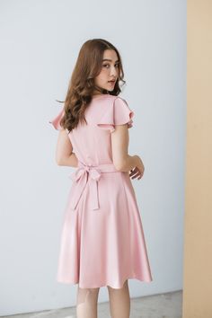 "*DHL shipping upgrade is available at check out process. Shipping part by DHL will take 3-6 days only. Production time may take around 2-3 weeks. If this is in rush you can convo us to make it sooner.:) New in:) Alita dress in blush pink. A sweet feminine look party dress which featured ruffle at sleeve, sweetheart bust line with flare swing skirt shape. This is lovely one for formal work teaming with a high heel or wear to a perfect summer day out to town. This is for all, grab one and you wil Party Wear One Piece, Aline Dress Pattern, Pink Semi Formal Dresses, Semi Formal Dresses For Wedding, Bridesmaid Dress Pink, Pink Wedding Guest Dresses, Party Dress Pink, Pink Dress Outfits, Sleveless Dress