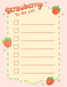 a strawberry to do list on a pink background