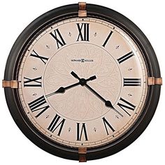 a clock with roman numerals is shown on a white background and has brown leather straps