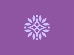 a purple and white logo with leaves in the center on a purple background, which is also used as a business card or brochure