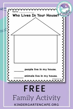 a free family activity for kids with the words who lives in your house?