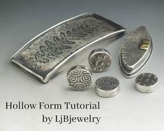 some silver items are laying out on a white surface with the words hollow form tutor by jjbjeewry