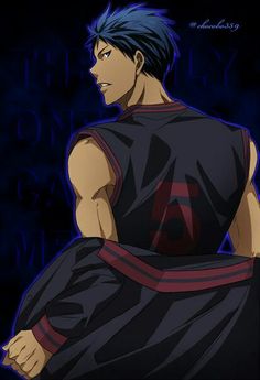 an anime character with black hair and blue eyes, sitting in front of a dark background