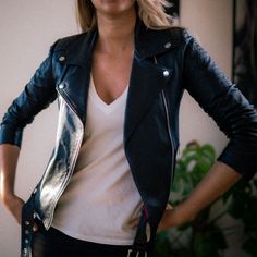 This leather jacket is 100% biodegradable & organicWe only use materials that can biodegrade without leaving any harmful chemicals. This leather jacket has been ethically & sustainably hand-made in BaliOur leather jackets are hand-made with love by artisans in Bali. We only work with family-owned/small manufacturers, which we have visited ahead of production to ensure all workers are treated fairly. No plasticWe are working very hard to ensure that no single-use plastic is used in the entire sup Classic Single-breasted Button-up Leather Jacket, Leather Biker Jacket With Double-lined Hood, Sleek Single-breasted Leather Jacket, Sleek Single-breasted Leather Jacket With Long Sleeves, Fitted Single-breasted Leather Biker Jacket, Lamb Leather Jacket, Leather Jacket Style, Leather Artisan, Stacked Jewelry