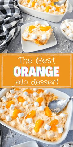 the best orange jello dessert with marshmallows and candies on top