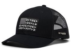 Columbia Kids PHG Mesh Snapback (Big Kids) - Caps : Black/Game Flag : From outdoor explorations to backyard barbeques, find the right coverage on sunny days in the Columbia Kids PHG Mesh Snapback. Featuring an adjustable snapback closure, breathable mesh back, curved brim, and graphic patch on front and back. Branding label on side. Cotton and polyester. Dry clean only. Imported. Measurements: Circumference: 22 in Brim: 2 1 2 in Flag Sizes, Big Kids, Sunny Days, Sunnies, Columbia, Dry Clean, Flag, Branding, Mesh