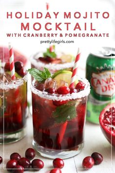 holiday mojito cocktails with cranberry & pomegranate recipe