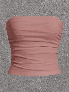 Summer  Outfits Solid Ruched Side Tube Top Dusty Pink Casual  Sleeveless Knitted Fabric Plain  Slight Stretch  Women Clothing, size features are:Bust: ,Length: ,Sleeve Length: Pink Tube Top, Women Tops, Summer Tops, Pink Tops, Tube Top, Dusty Pink, All Fashion, Women Clothing, Stylish Outfits