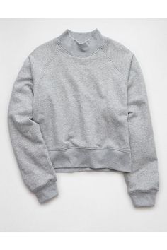 Structured heavyweight fleece/Mock neck/Ribbed cuffs & hem/This sweatshirt is Real Good: Made with the planet in mind & a promise to continue to do better. Mock Neck Sweatshirt, Do Better, Mock Neck, American Eagle Outfitters, Women's Jeans, American Eagle, Women Jeans, Sweatshirts Hoodie, Sweatshirts