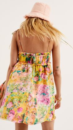 Brighten your wardrobe with this Floral Whisper Mini Dress. Its vibrant floral print and breezy silhouette are perfect for any casual outing. Chiffon Mini Dress, Weave Style, Sling Dress, Ruffle Mini Dress, Suspender Dress, Loose Outfit, Versatile Dresses, Floral Mini Dress, Design Floral