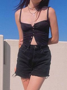 Material: 100%Mixed Fiber Tops 2022, Aesthetic Tshirt, Crop Cami Top, Black Cami Top, Sleeveless Outfit, Vintage Crop Tops, Black Camisole, Denim Outerwear, Women Tank Tops