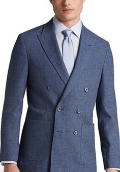 This distinguished sport coat will be the winning addition to your look. It features peak lapels, a double-breasted closure, patch pockets, and side vents. * 40% Cotton 30% Polyester 15%Linen 15%Visco * 2-Button, Half Lined, Side-Vented, Peak Lapel, Patch Pocket, Slim Fit * Dry Clean Only * Imported Semi-formal Sport Coat With Double-breasted Fastening, Semi-formal Double Breasted Suit With Long Sleeves, Semi-formal Double-breasted Sport Coat, Formal Double-breasted Peacoat With Pockets, Double Breasted Suit With Welt Pockets For Business, Long-sleeved Double Breasted Suit With Welt Pockets For Business, Double-breasted Sport Coat With Double Button Closure, Formal Double Breasted Suit With Pockets, Semi-formal Double Breasted Long Sleeve Suit With Pockets