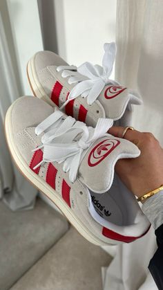 How To Style Adidas Campus 00s, Red Campus 00s Outfit, Adidas 00s Campus, Trending Shoes 2024, Red Campus 00s, Adidas Campus 00s Red Pink, Adidas Campus Gray, Adidas Campus 00s Crystal White, Crystal White Adidas Campus