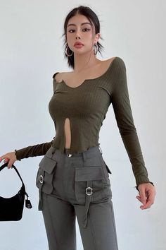 Item Type: TopMaterial: PolyesterPattern: SolidCollar: V-NeckSleeve Length: Long SleeveColor: Gray. Khaki. Dark GreenSize: S.M.L Size(cm) Top Length Bust Shoulder Width S 40 66 32 M 41 70 33 L 42 74 34 Khaki V-neck Top For Spring, Khaki V-neck Blouse For Fall, Khaki Fitted Long Sleeve Top, Stretch Khaki Long Sleeve Top, Chic Long Sleeve Khaki Tops, Rhinestone Dress, Dress Satin, Bandage Dress, Mesh Dress