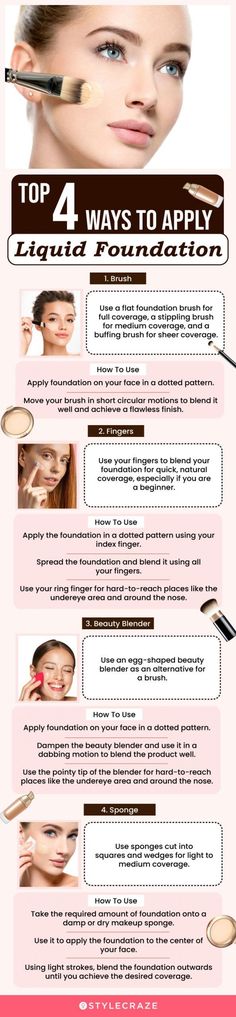 Save yourself from the disaster of cakeyuneven foundationCheck out this easy tutorial on how to apply liquid foundation for a flawless skin-like finish. Liquid Foundation Application, Face Contouring Makeup, Contouring Makeup, Blue Smokey Eye, Makeup For Older Women, Natural Face Skin Care, Liquid Makeup