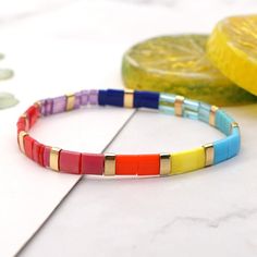 Material: Miyuki Tila Beads Fashion Element: Circle, Ellipse, Ring, Line Style: Bohemian Beaded Square, Beads Fashion, Tila Beads, Fashion Beads, Summer Fashion Beach, Elastic Bracelet, Watch Necklace, Women Trends, Beach Jewelry