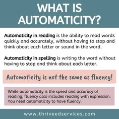 what is automatity? and how does it mean to be able to read