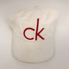 Thanks for looking at our item! Please message us with any questions or if we've made an error and we'll be happy to help. Vintage White Baseball Cap For Sports, Vintage White Snapback Baseball Cap, Calvin Klein Hat, Pre-washed Cotton Baseball Cap With Curved Bill, Vintage Pre-washed Baseball Cap With Curved Bill, Ck Calvin Klein, Calvin Klein White, White Hat, Hat Cap