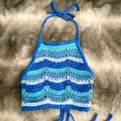 Cotton On Crochet Halter Top Size Xs Blue And White Stripes Halter Top Crochet Knit Open Back : Double Tie Closure Cropped Neck Tie Scalloped Edge Brand New With Tags Make Me An Offer Blue Knitted Cotton Tops, Blue Trendy Knitted Tops, Trendy Blue Knitted Tops, Blue Casual Crochet Top For Beach, Casual Blue Crochet Top For Beach, Blue Crochet Top With Knit Fabrication, Blue Crochet Top For Beach, Blue Crochet Top For Beach In Spring, Blue Crochet Lace Top For Spring