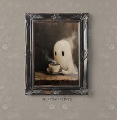 a painting of a ghost drinking from a cup