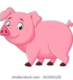 a pink pig standing on its hind legs