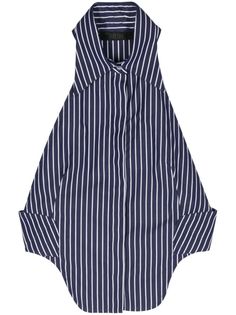 navy blue/white cotton poplin texture vertical stripe pattern pointed collar halterneck sleeveless racerback cropped curved hem front button fastening City Dress, Summer Ideas, Cropped Shirt, Airport Fashion, Summer Beach Wear, Cami Tanks, Crop Shirt, Cotton Poplin, Stripes Pattern