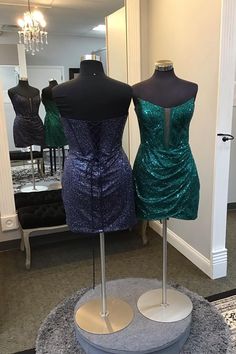 Get ready to shine in our Sparkle Dark Green Sequined Homecoming Dress. The tight V-neck and mini length will show off your figure, while the sequins add a touch of glamour. Perfect for any cocktail party or special event, you'll feel confident and radiant in this dress. Dress DetailStyle: BodyconFabric: SequinColor: Dark Green, BlackLength: MiniNeckline: V-neckSleeves: Sleeveless Sequin Material, Homecoming Dresses Tight, Dark Green Color, Ruched Skirt, Lace Homecoming Dresses, Birthday Crown, Green Sequins, Mini Cocktail Dress, Leave In