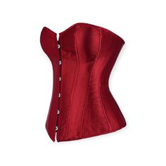 Create the perfect silhouette with one of our amazing corsets! Our overbust corsets are made with a blend of polyester, spandex, and satin, with plastic boning and a dual closure of hooks and lace-up. Drag queens rave about our corsets - get yours today! Materials: Polyester, spandex, satin Bone material: Plastic Closure: Hooks, Lace-up IMPORTANT: Please, measure yourself and check the size chart before placing your order. Select the size according to your natural waistline measurement. If you'r Dark Red Corset, Red Corset Outfit, Red Bustier Top, Red Satin Corset, Aesthetic Clothes Png, Burgundy Corset, Red Corset Top, Velvet Corset, Pretty Halloween Costumes