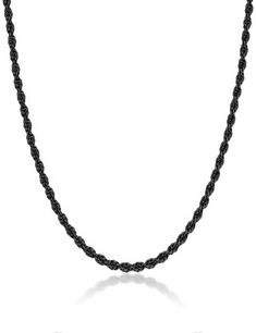 PRICES MAY VARY. Design: This black necklace is equipped with a secure 925 sterling silver clasp, and the chain is meticulously crafted from high-quality precious metal materials. It is coated with an eco-friendly, durable, and fade-resistant coating on the surface. The black coating adds a sleek and modern touch to the classic Rope chain design. You can wear it with confidence, knowing that it will stay comfortably in place throughout the day. Size: This black rope necklace features a delicate Black Rope Necklace, Brown Leather Necklace, Mens Leather Necklace, Silver Necklace Chain, Silver Rope Chain, Silver Chain For Men, Chain For Men, Silver Necklaces Women, Sparkle Necklace