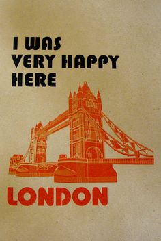 an old london poster with the tower bridge in red and black on it's back