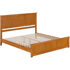 a wooden bed frame with two drawers on each side and no headboard or foot board