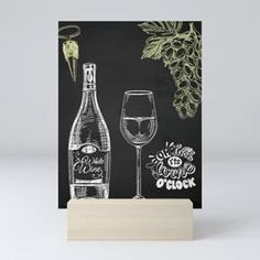 a card with a wine bottle and glass on it