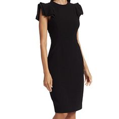 New With Tags Halston Heritage Slim Fit Dress Size: 10, Color: Black $200 Off Msrp $325 Wear To Work, And Straight To Dinner. Cut In A Luxe Ponte Knit, A Classic Sheath Silhouette Is Topped Off With An Architectural Statement Shoulder That Will Take You Effortlessly From Desk To Drinks. Center Back Zipper 63% Polyester, 33% Rayon, 4% Spandex Lining: 100% Polyester Smoke Free, Pet Free Home Fitted Structured Dress For Date Night, Sleek Knee-length Cocktail Dress, Elegant Bodycon Dress With Structured Shoulders, Mini Length, Black Sheath Bodycon Dress For Work, Knee-length Dress With Structured Shoulders For Date Night, Classic Sheath Dress For Night Out, Knee-length Dress With Structured Shoulders For Night Out, Structured Fitted Dress For Night Out, Sleek Structured Fitted Dress