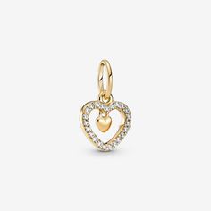 Sparkling Double Heart Dangle Charm | Gold | Pandora US Gold Pandora Bracelet, Gymnastics Academy, Gold Pandora, Pandora Bracelet Charms Ideas, Pandora Charms Bracelet, Pandora Bracelet Designs, Pandora Gold, Heart Shaped Frame, Charms Pandora