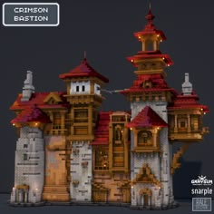 an image of a castle made out of legos with lights on the top and bottom