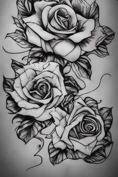 three roses tattoo design on the back of a woman's shoulder