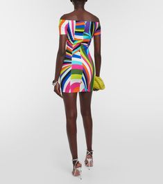 Printed Off Shoulder Mini Dress in Multicoloured - Pucci | Mytheresa Spring Off-shoulder Elastane Bodycon Dress, Off-shoulder Elastane Bodycon Dress For Spring, Summer Off-shoulder Elastane Dress, Off-shoulder Mini Dress For Party, One-shoulder Summer Dress, One-shoulder Elastane Summer Dress, Chic Off-shoulder Mini Dress In Elastane, Multicolor Summer Dress With Straight Neckline, Summer Multicolor Dress With Straight Neckline