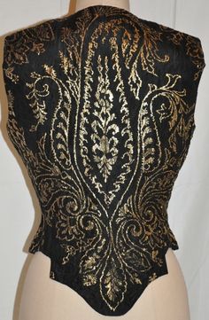 Black Carolina Herrera black with gold lame embroidered evening top For Sale Black And Gold Fashion Woman, Gold Ans Black Dress, Luxury Black Vintage Tops, Embroidered Gold Silk Top, Black And Gold Runway Fashion, Wizard Fashion, Greenfinch, Black Waistcoat, Black Shirts Women