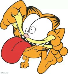 garfield the cat is hugging another cartoon character