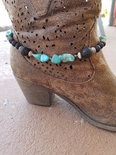 Lava (Basalt) Boot Bracelet, Boot Jewelry, Western Boot Bling, Lava Jewelry Lava Jewelry, Shoe Makeover, Western Bling, Jewelry Western, Boot Chains, Boot Bracelet, Boot Toppers, Boot Bling, Handmade Boot